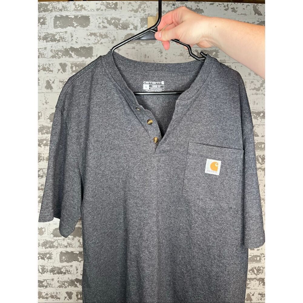 CARHARTT | mens Henley gray short sleeve shirt